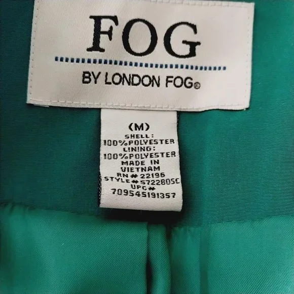 *NWT London Fog Short Double breasted Raincoat Jacket Green Size Medium - Picture 4 of 6
